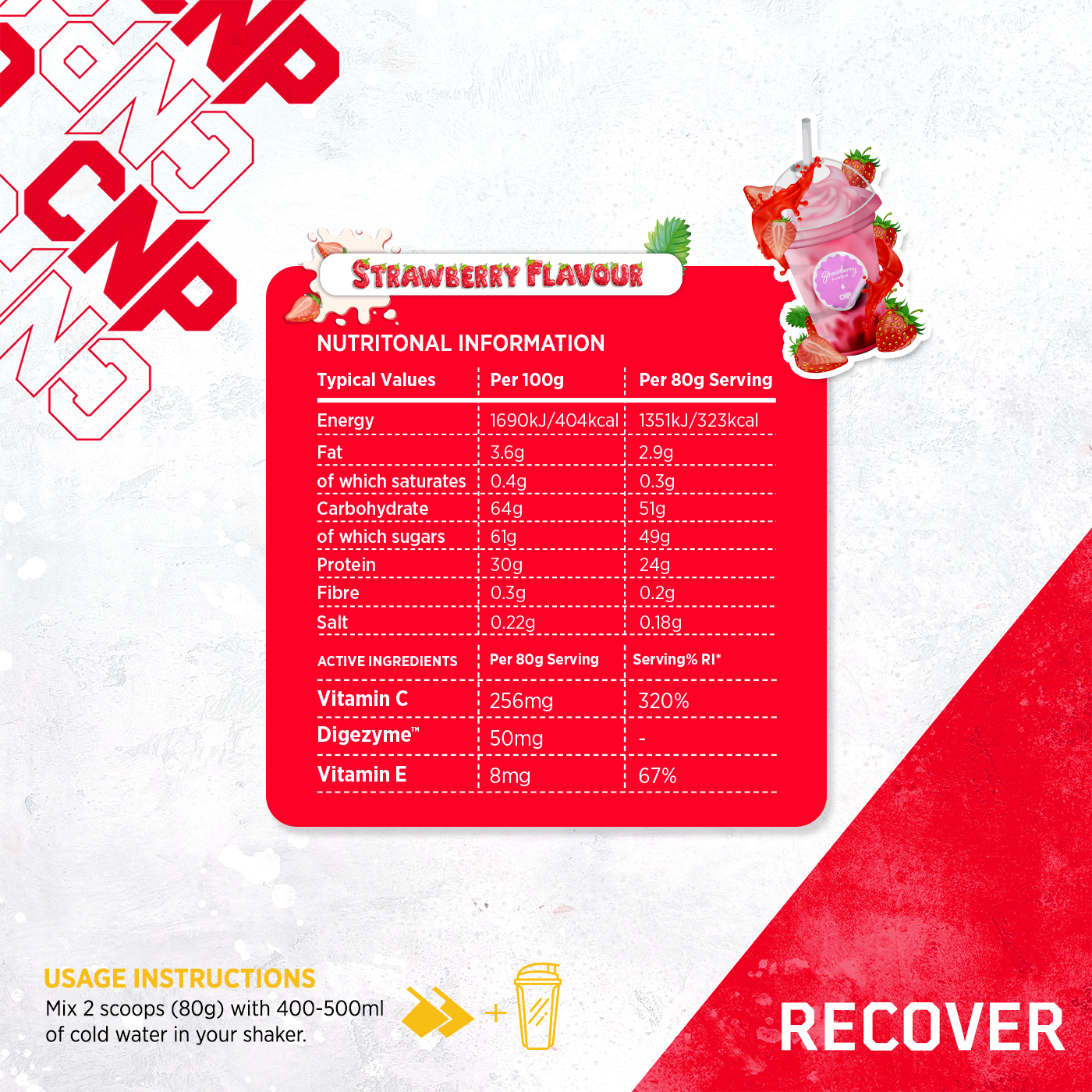 CNP Recover Shake n Take 24x80g (Strawberry)