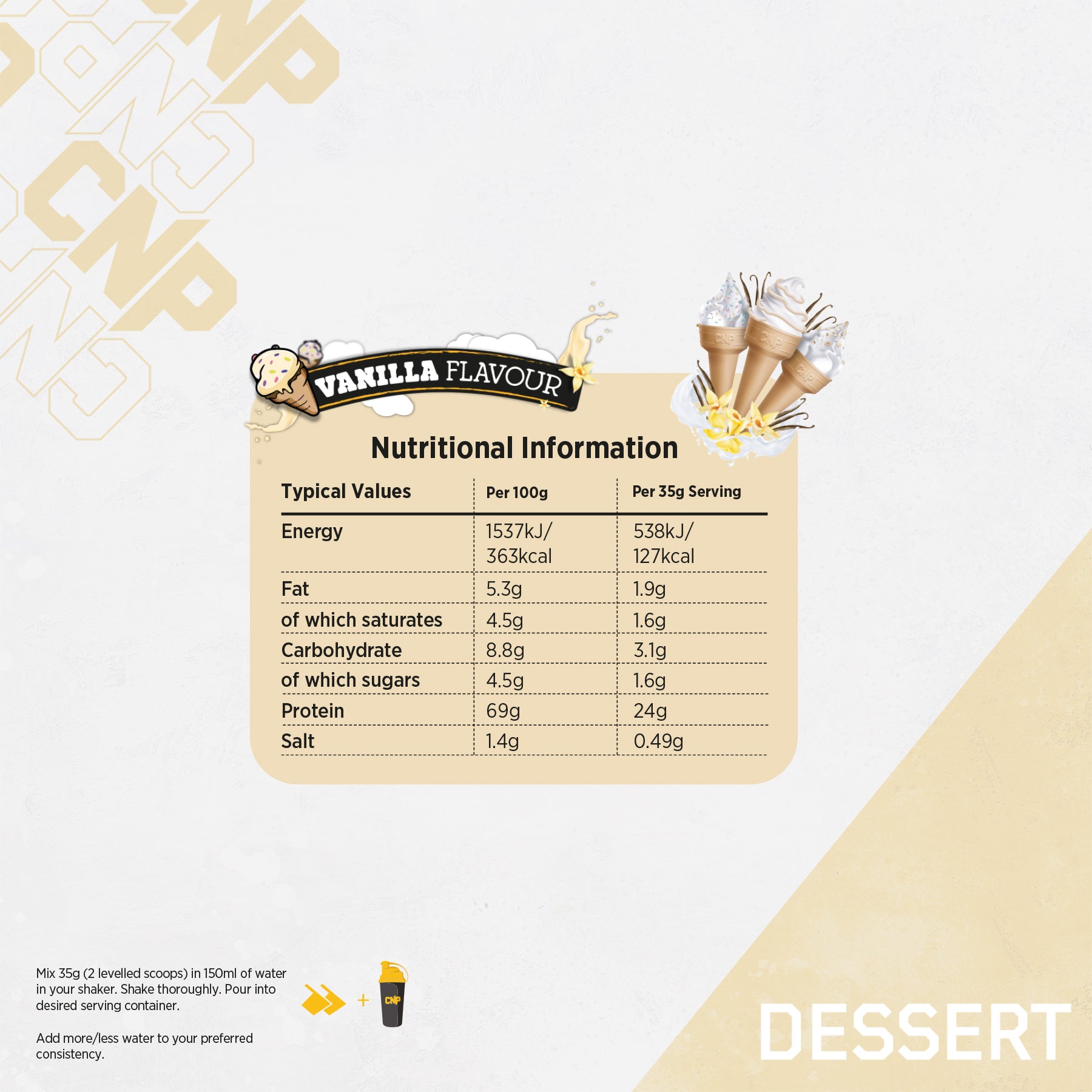 Dessert 350g - 10 Servings - Vanilla