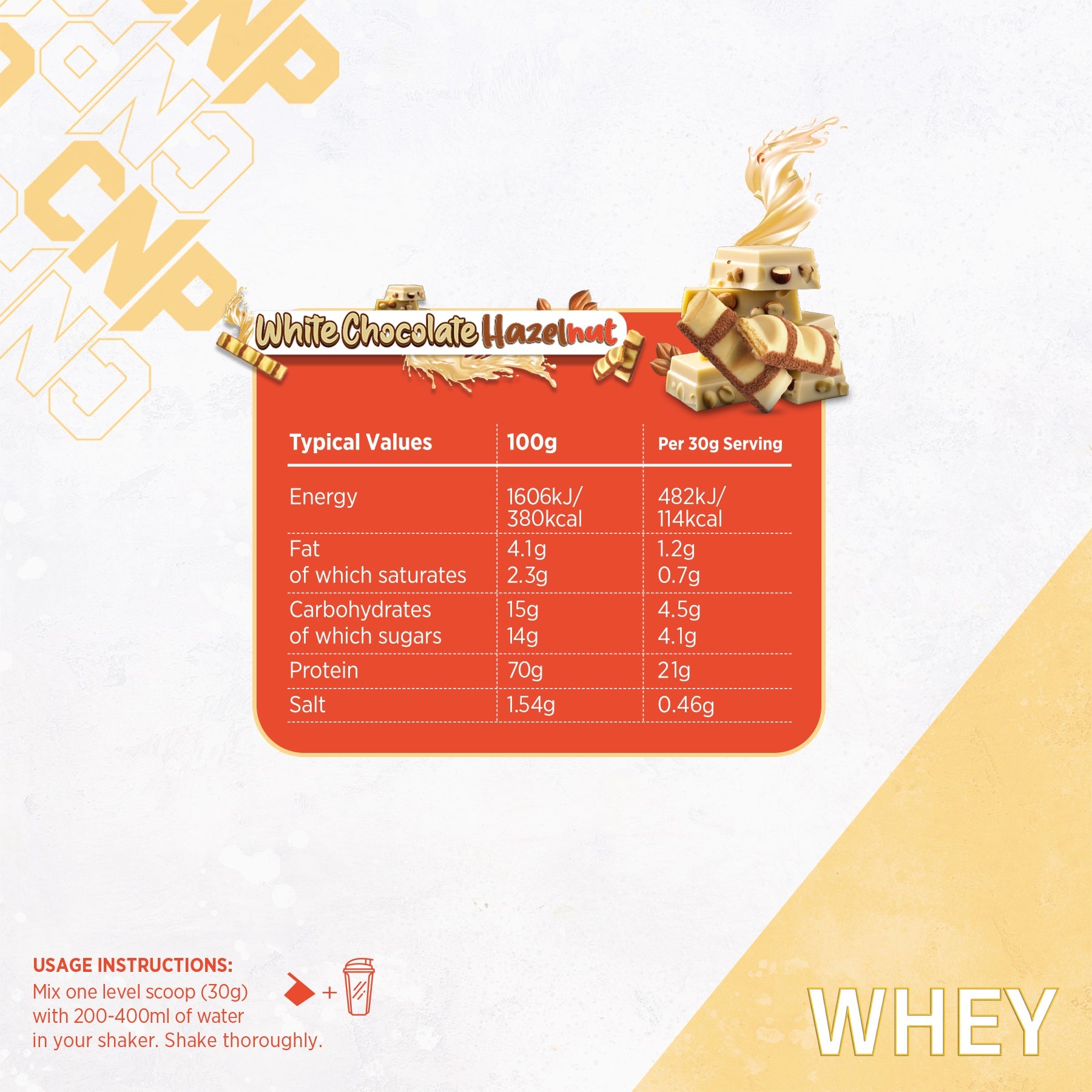 Whey - Weiße Schokolade Haselnuss - 2kg 66 Portionen